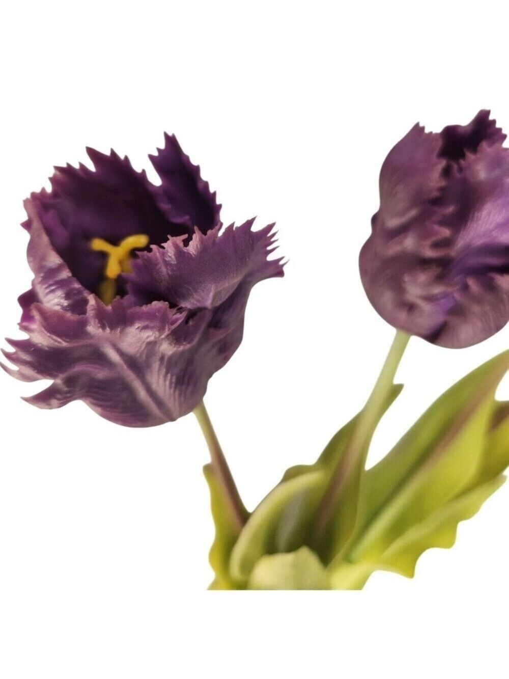 Plum Purple Artificial Tulips 15 Inch Set of 5 Faux Spring Flowers Wedding Home - Picture 6 of 7